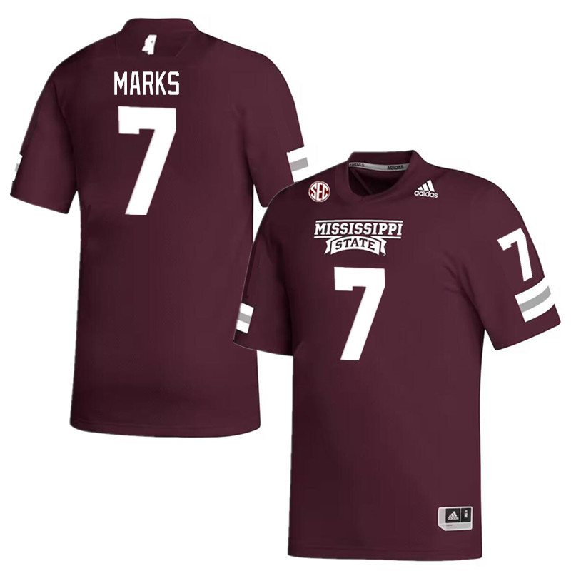 Men #7 Jo'Quavious Marks Mississippi State Bulldogs College Football Jerseys Stitched Sale-Maroon